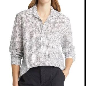 FRANK & EILEEN JOEDY Mini Black Heart Button Up Cotton Shirt Sz S Oversized